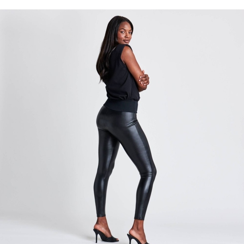 SPANX Leather Look Black Leggings
